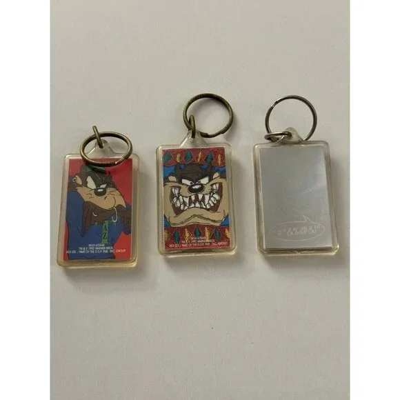 Vintage Set Of 3 Tasmanian Devil Keychains Taz Looney Tunes C32 - Picture 2 of 2